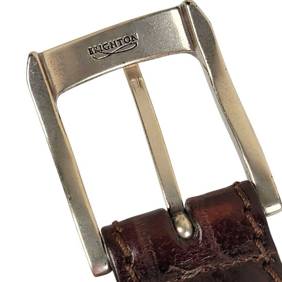 Brighton Mens Brown Escape Croco Embossed Leather Belt Size  Brighton Mens Brown Escape Croco Embossed Leather Belt Size 44 M21538